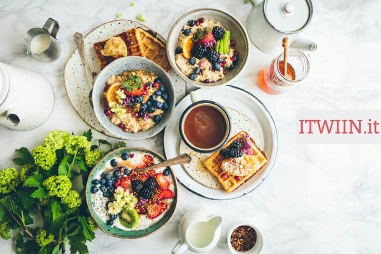 fruit salad on gray bowls
